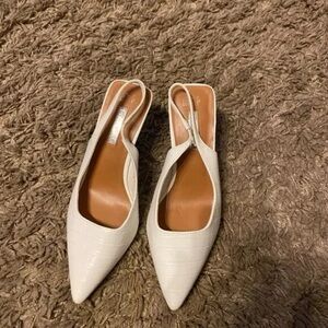 Women's White Pointed Toe Slingback Flats